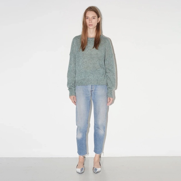 Isabel Marant Étoile Clifton fuzzy mohair loose boxy sweater celadon lagarconne - Picture 2 of 8